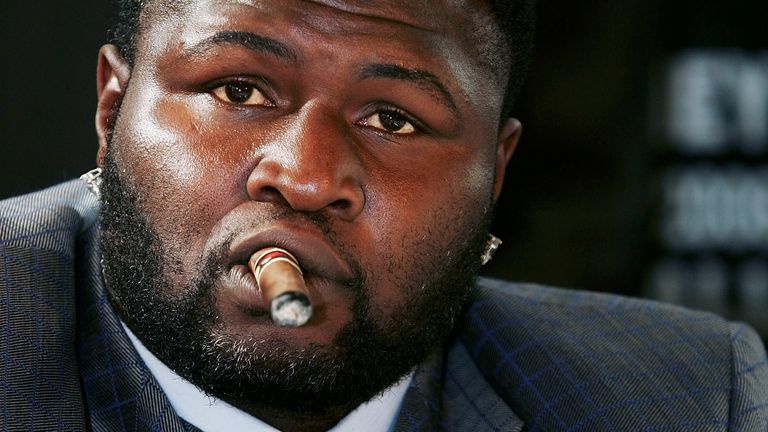 James Toney will fight WBC World Heavyweight Champion Hasim Rahman during their press conference at Tavern on the Green on January 10 2006 in New York City.  Their fight will take place on March 18th, 2006 in Atlantic City, New Jersey.  *** Local Caption *** James toney;Hasim Rahman