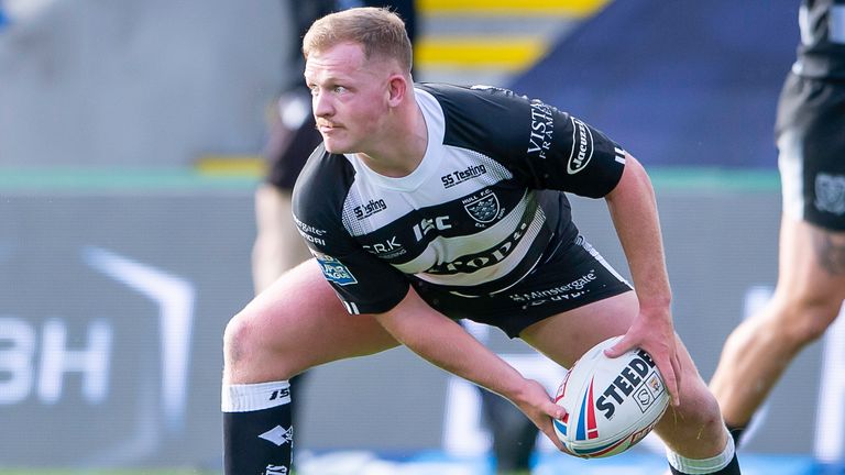 Picture by Allan McKenzie/SWpix.com - 30/08/2020 - Rugby League - Betfred Super League - Huddersfield Giants v Hull FC - Halliwell Jones Stadium, Warrington, England - Jordan Johnstone.