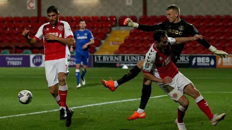 Jordan Pickford had a difficult night at Fleetwood