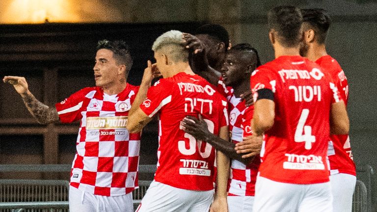 Hapoel Beer Sheeva Josue Agudelo celebrates after scoring to make it 2-0 
