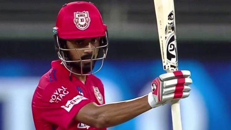 KL Rahul celebrates reaching his 17th half-century in the Indian Premier League