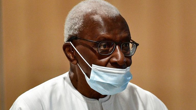 Former global athletics chief Lamine Diack arrives at court in Paris on Wednesday