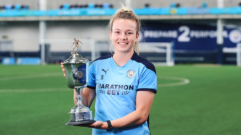Manchester City's Lauren Hemp collected the women's young player prize
