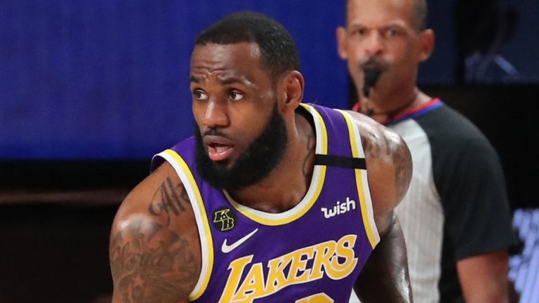 LeBron James controls possession in the Los Angeles Lakers&#39; Game 5win over the Denver Nuggets