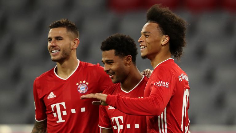 Serge Gnabry scored a hat-trick and Leroy Sane scored on his Bayern debut as the Bundesliga champions thrashed Schalke