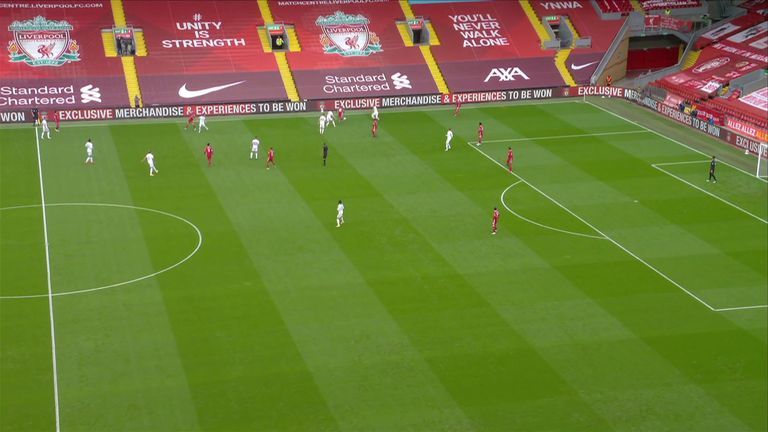Ayling follows Mane (on the ball) into the Liverpool right-back area