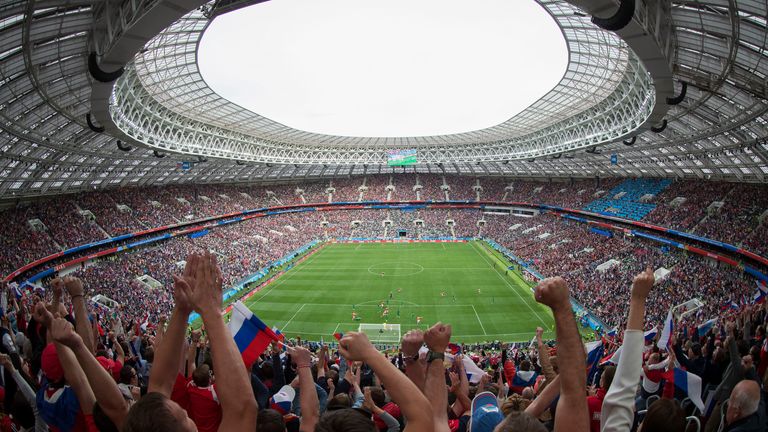 during the 2018 FIFA World Cup Russia group A match between Russia and Saudi Arabia at Luzhniki Stadium on June 14, 2018 in Moscow, Russia.