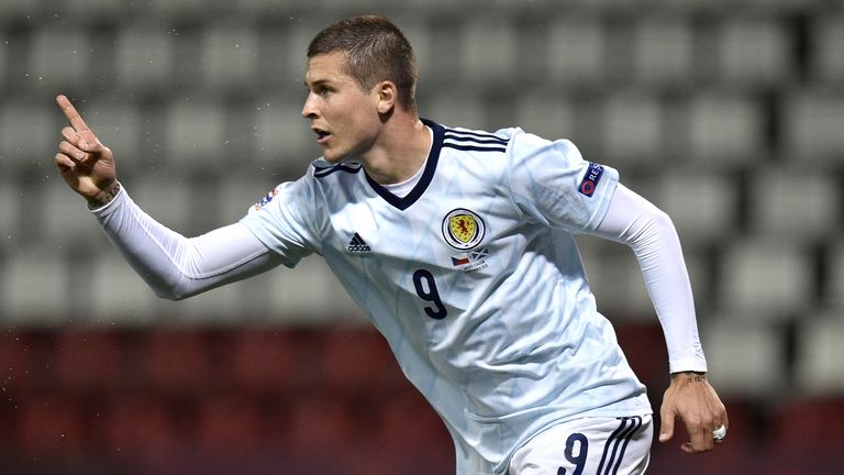 Lyndon Dykes celebrates scoring for Scotland vs Czech Republic