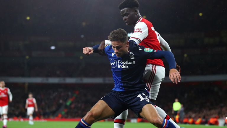 Cash featured against Arsenal in the Carabao Cup for Forest last season