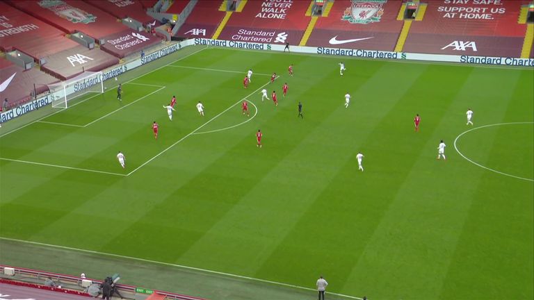 Leeds had four players in the box while the scorer Mateusz Klich enters late