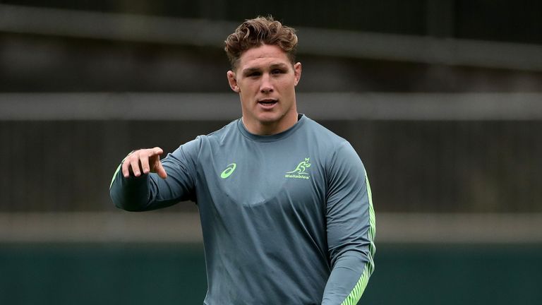 Australia rugby union flanker and captain Michael Hooper at training