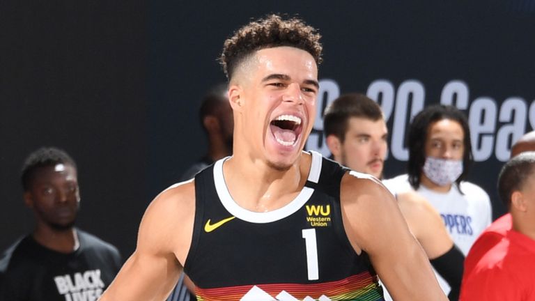 Michael Porter Jr celebrates a basket during the Nuggets' Game 6 win over the Clippers