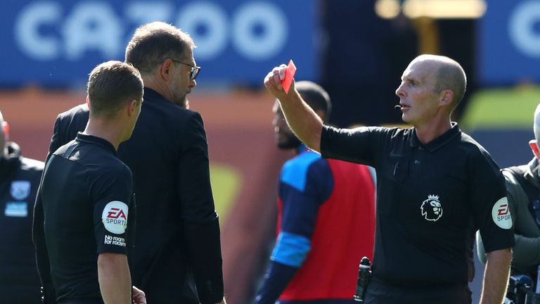 West Brom manager Slaven Bilic was sent off for confronting Mike Dean at half-time