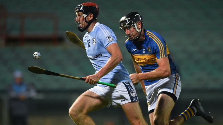 David Dempsey of Na Piarsaigh in action against Diarmaid Byrnes of Patrickswell