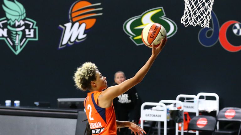 Natisha Hiedeman of the Connecticut Sun shoots the ball against the Indiana Fever