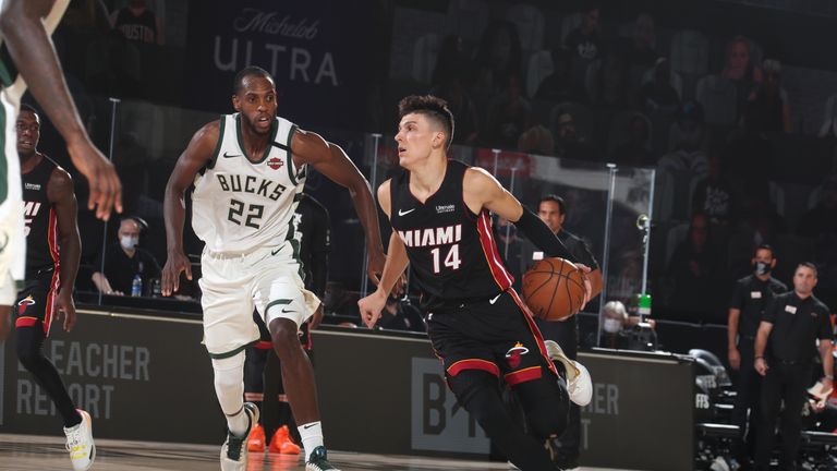 Andre Iguodala scored thanks to Tyler Herro&#39;s stunning no-look pass as Miami went on to reach the Eastern Conference Finals at Milwaukee&#39;s expense.
