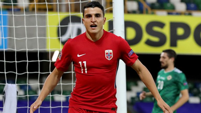 Mohamed Elyounoussi celebrates scoring for Norway against Northern Ireland