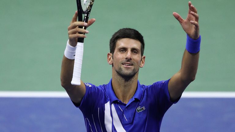 Novak Djokovic of Serbia celebrates a win during his Men’s Singles third round match against Jan-Lennard Struff of Germany on Day Five of the 2020 US Open at USTA Billie Jean King National Tennis Center on September 04, 2020 in the Queens borough of New York City
