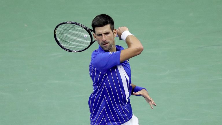 Novak Djokovic in action at US Open 