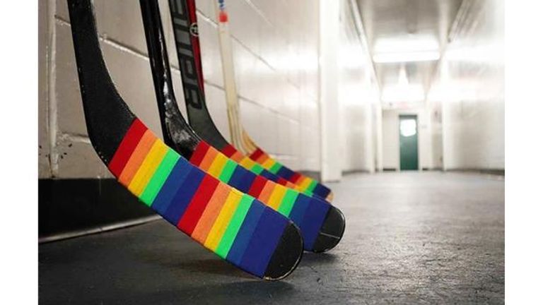Pride Tape has become a familiar sight in the NHL, helping to promote the 'Hockey Is For Everyone' slogan (picture: You Can Play)