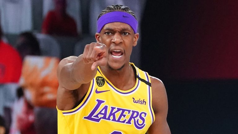 Rajon Rondo directs the offense during the Lakers&#39; game 4 win against the Rockets