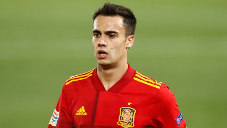 Sergio Reguilon of Spain looks on during the Nations League football match played between Spain and Ukraine at Alfredo Di Stefano stadium on september 06, 2020 in Valdebebas, Madrid, Spain.