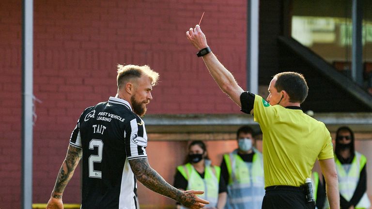 Richard Tait was sent off for St Mirren after half-time