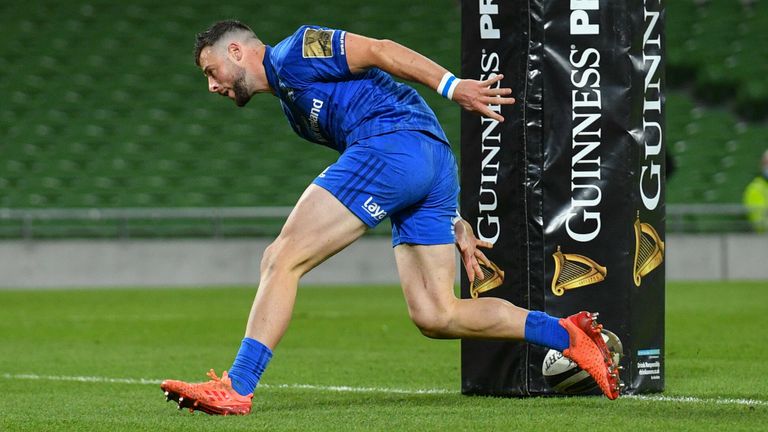 Robbie Henshaw raced over for Leinster's second try after an intercept