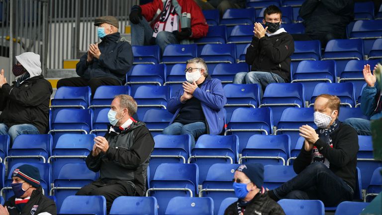 The return of supporters was trialed during the Scottish Premiership match between Ross County and Celtic