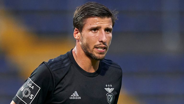 VILA NOVA DE FAMALICAO, PORTUGAL - SEPTEMBER 18: Ruben Dias of SL Benfica reacts during the Liga NOS match between FC Famalicao and SL Benfica at Estadio Municipal 22 de Junho on September 18, 2020 in Vila Nova de Famalicao, Portugal. (Photo by Jose Manuel Alvarez/Quality Sport Images/Getty Images)