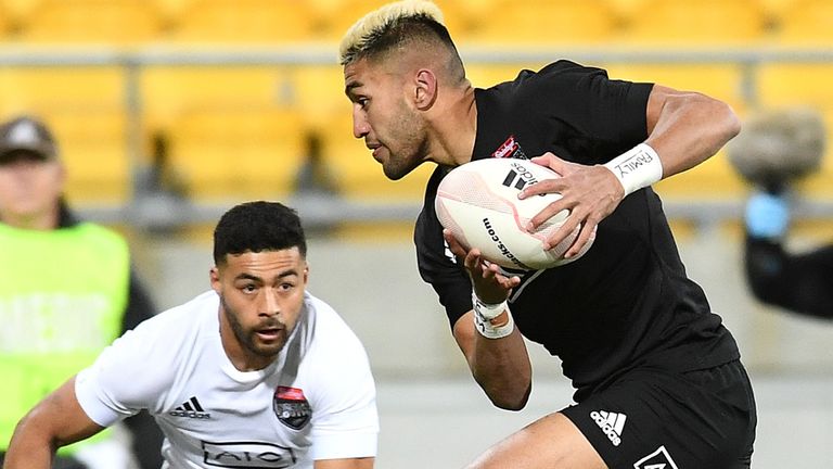 North centre Rieko Ioane scores a try against the South