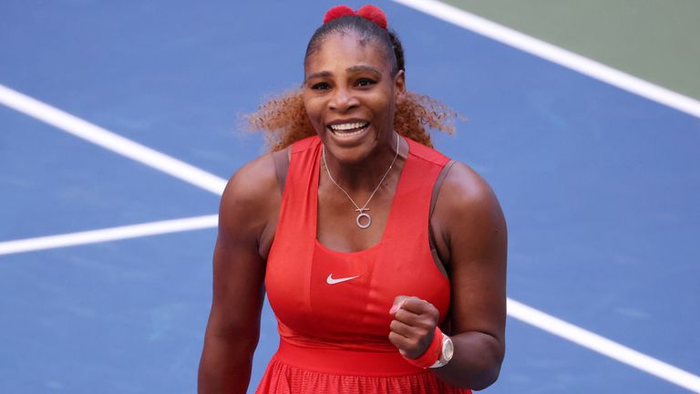 Serena Williams of the United States celebrates winning her Women’s Singles third round match against Sloane Stephens of the United States on Day Six of the 2020 US Open at USTA Billie Jean King National Tennis Center on September 05, 2020 in the Queens borough of New York City.