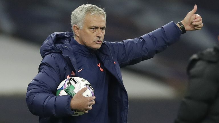 Jose Mourinho during Tottenham&#39;s Carabao Cup game against Chelsea