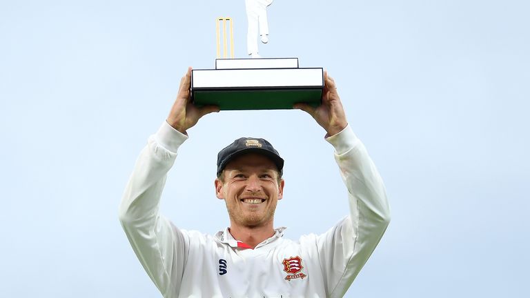 Essex captain Tom Westley holds the Bob Willis Trophy aloft
