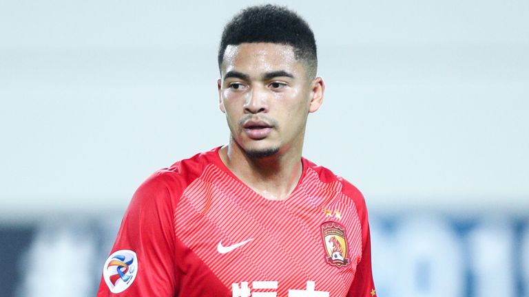 Tyias Browning of Guangzhou Evergrande looks on during the AFC Champions League Group F match between Guangzhou Evergrande vs Melbourne Victory on April 10, 2019 in Guangzhou, China.