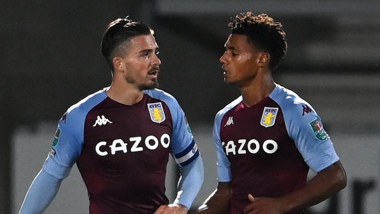 Aston Villa players celebrate