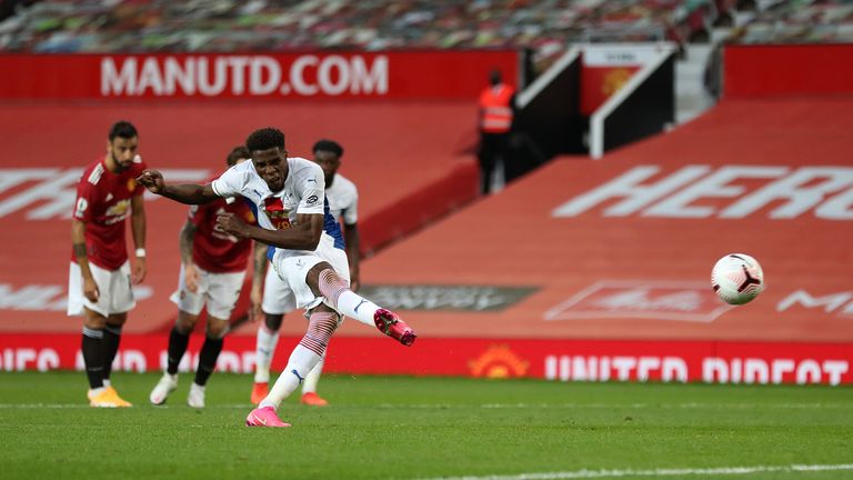 Wilfried Zaha buries his penalty to double Crystal Palace's lead on Saturday