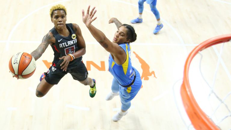 Courtney Williams of the Atlanta Dream shoots the ball against the Chicago Sky