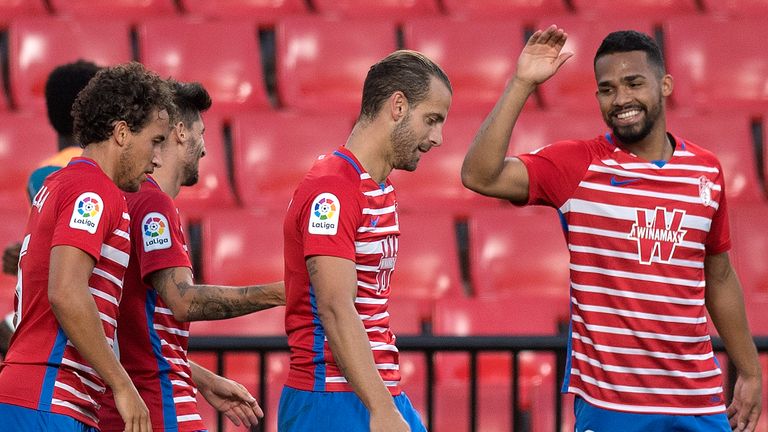 Yangel Herrera celebrates his goal in Granada's win over Athletic Bilbao
