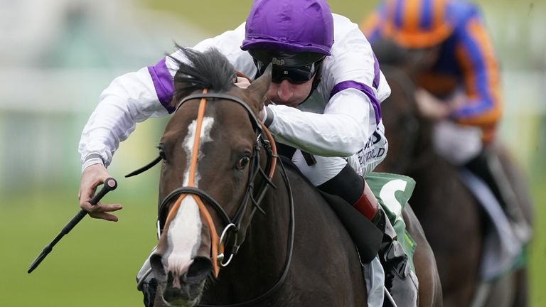 Supremacy ridden by jockey Adam Kirby wins The Juddmonte Middle Park Stakes during day three of The Cambridgeshire Meeting at Newmarket Racecourse.