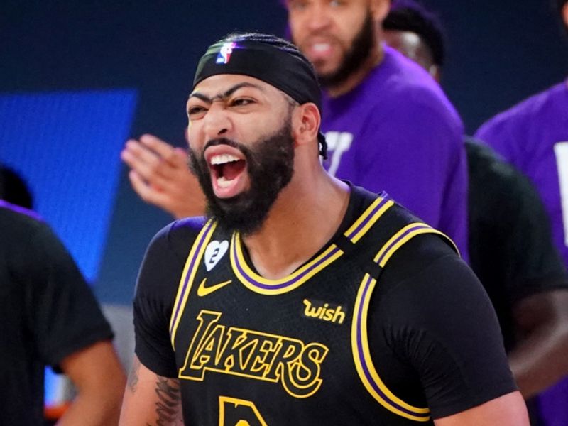 Men Los Angeles Lakers #3 Anthony Davis Black 2020-21