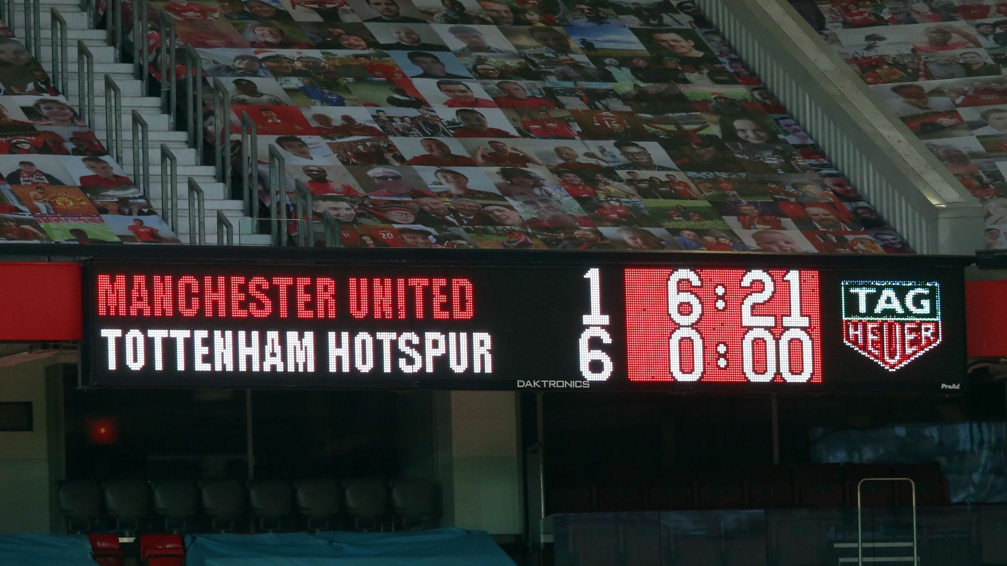Old Trafford scoreboard. 
