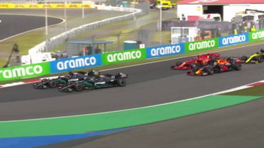 Hamilton-Bottas battle into Turn One