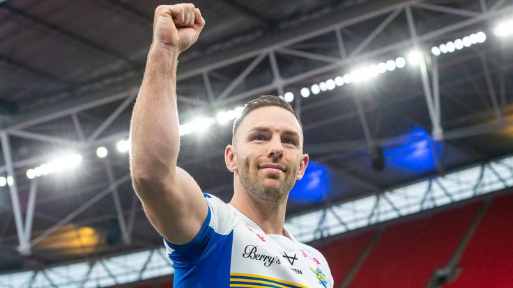 Picture by Allan McKenzie/SWpix.com - 17/10/2020 - Rugby League - Coral Challenge Cup Final - Leeds Rhinos v Salford Red Devils - Wembley Stadium, London, England - Leeds's captain Luke Gale victorious after his side's victory over Salford in Coral Challenge Cup final.