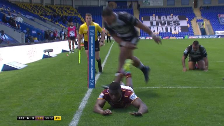 Highlights of the Super League clash between Hull FC and Huddersfield