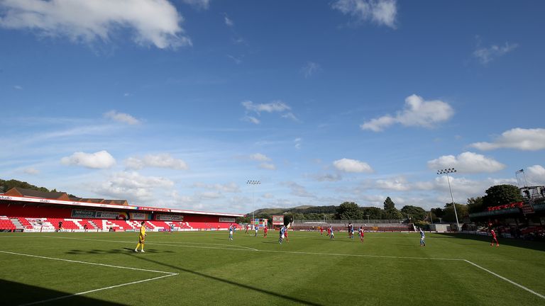 A general view of play is seen during the Sky Bet League One match between Accrington Stanley and Peterborough United at The Crown Ground on September 12, 2020 in Accrington, England