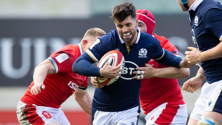 Scotland's Adam Hastings (centre) during a Six Nations match against Wales