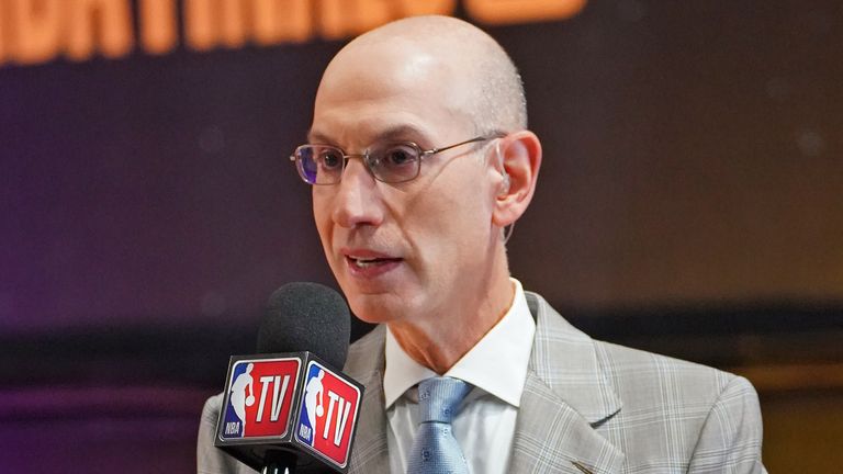 Adam Silver is interviewed during the NBA Finals 