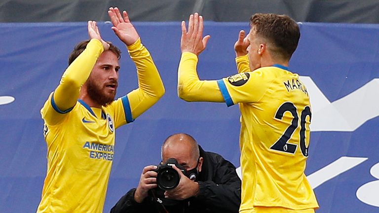 Alexis Mac Allister celebrates his goal for Brighton vs Crystal Palace