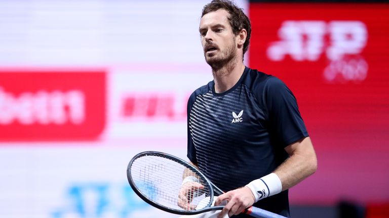 Andy Murray of Great Britain looks dejected after losing the match between Fernando Verdasco of Spain and Andy Murray of Great Britain two of the Bett1Hulks Indoor tennis tournament at Lanxess Arena on October 13, 2020 in Cologne, Germany. 